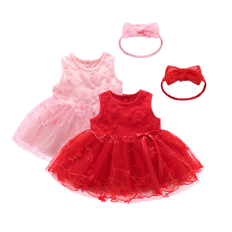 Factory stock baby dress lace princess d...