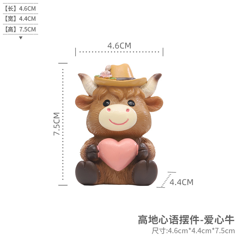 Comercio exterior transfronterizo Highland Niu Dibujos animados Jardinería de resina Decoración de paisaje Decoración de jardín Escenografía Scottish Vaca