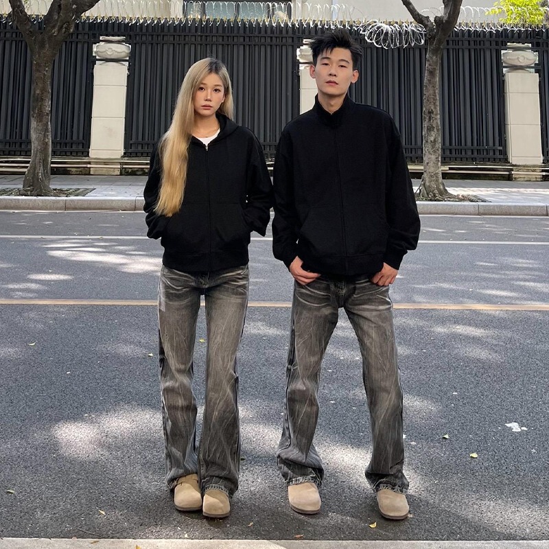 美式高级感直筒休闲牛仔裤男女高街ins潮牌水洗复古百搭直筒长裤|undefined