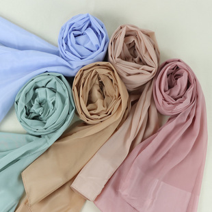 (Strictly Selected) Flat Chiffon Edge Headscarf 70*180 Breathable Long Scarf Women's Shawl Scarf Middle Eastern Headscarf
