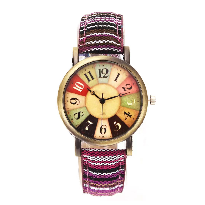 Elegant Bronze Canvas Strap Watch Style 6