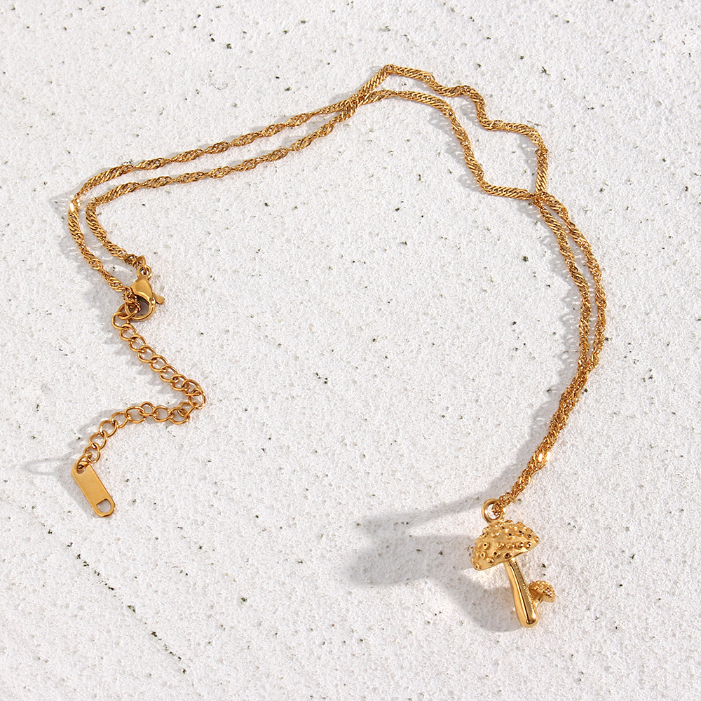 Cute Mushroom Stainless Steel Necklace Plating Stainless Steel Necklaces