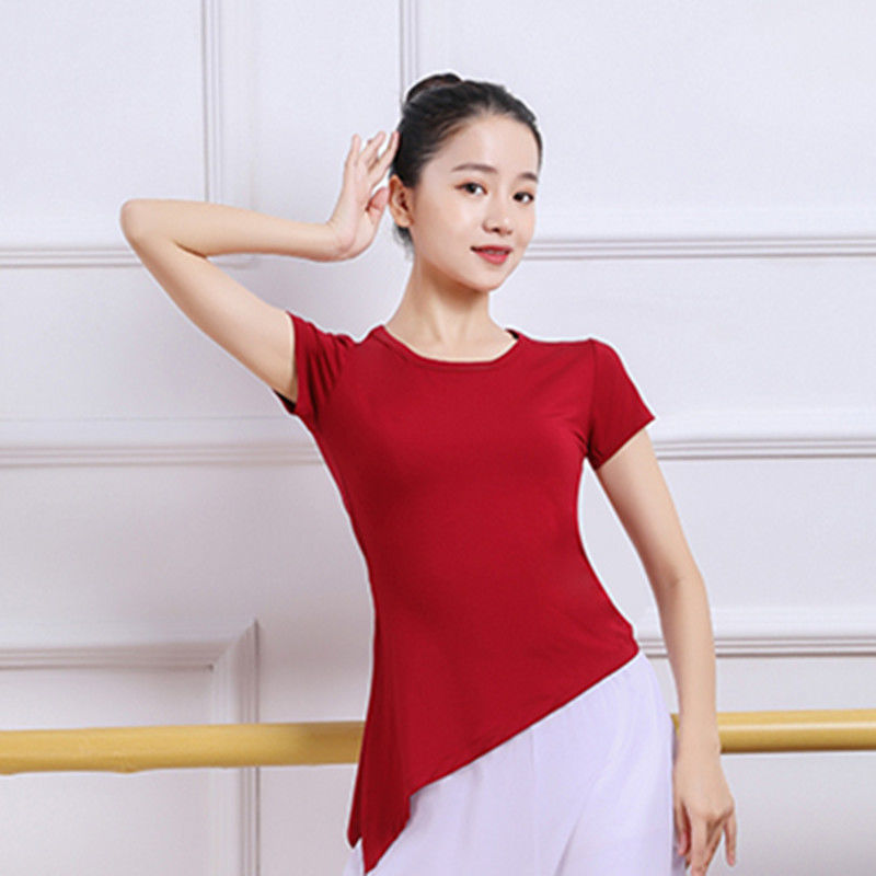 Primavera y verano ropa de danza de entrenamiento de mujeres camisas de mangas cortas forma de danza clásica pantalones de piernas largas fábrica de comercio al por mayor