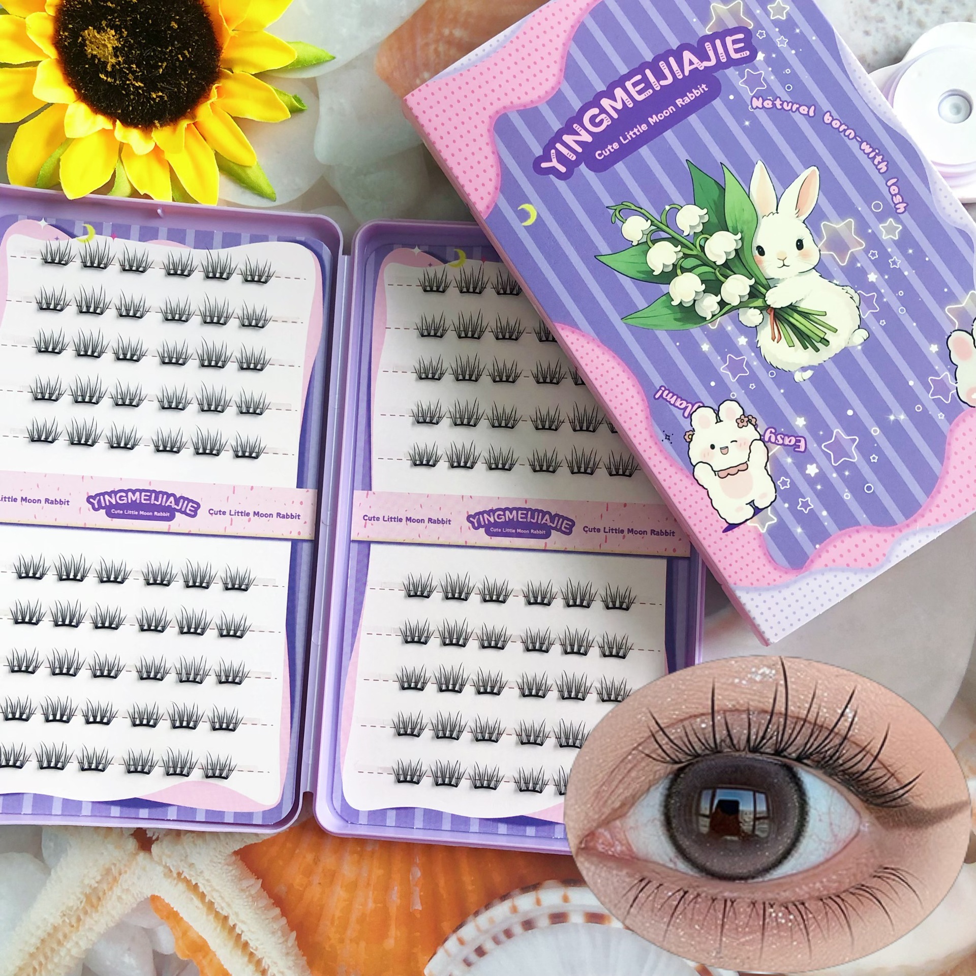 20 filas de paquete de caja de regalo de pestañas falsas transfronterizas, pestañas falsas densas, pestañas falsas sin pegamento.