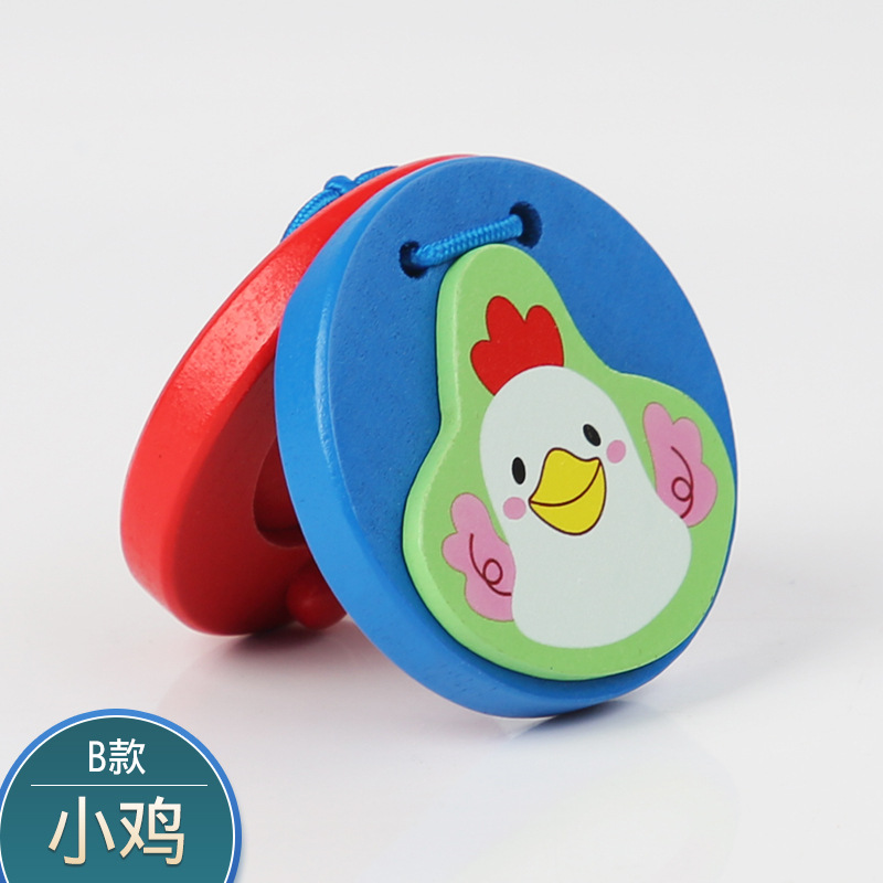 Instrumentos musicales de madera Orff para niños, dibujos animados, castañuelas, ayudas didácticas, iluminación para niños, juguetes educativos para la primera infancia