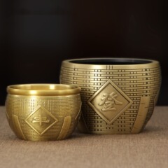 黃銅缸 五穀豐登 煙灰缸銅擺件家居辦公書房裝飾用品工藝品禮品