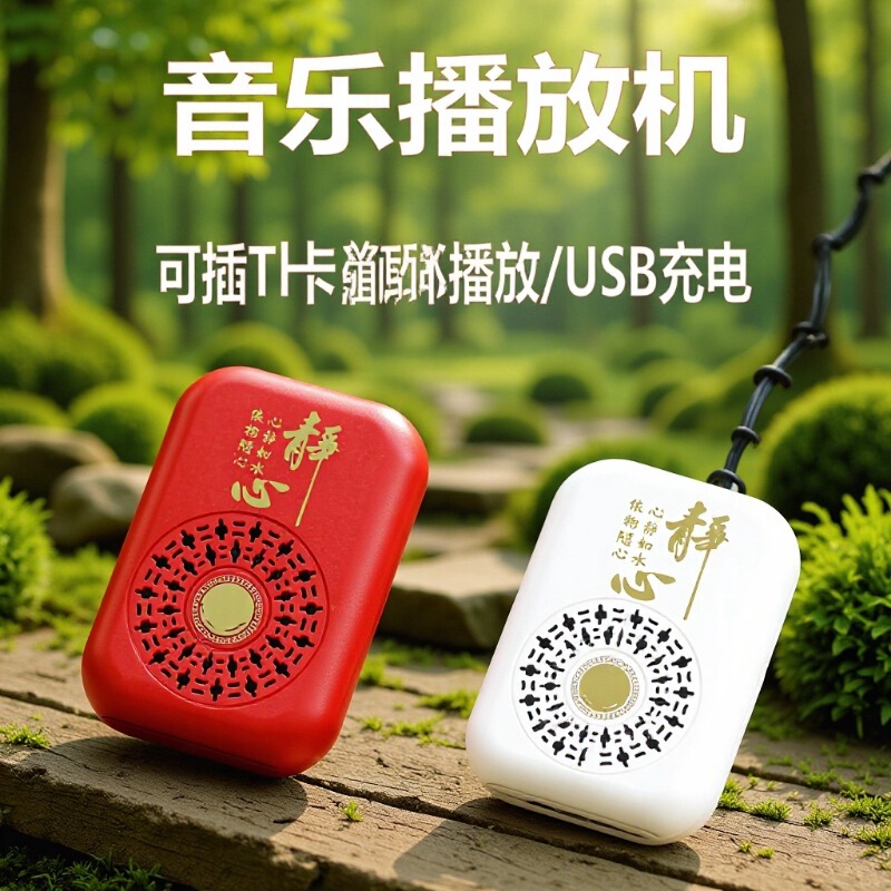 H2 Small Card Player External Pendant Mini Single Loop Built-In 36 Classic Tracks Rechargeable for Elderly Singing