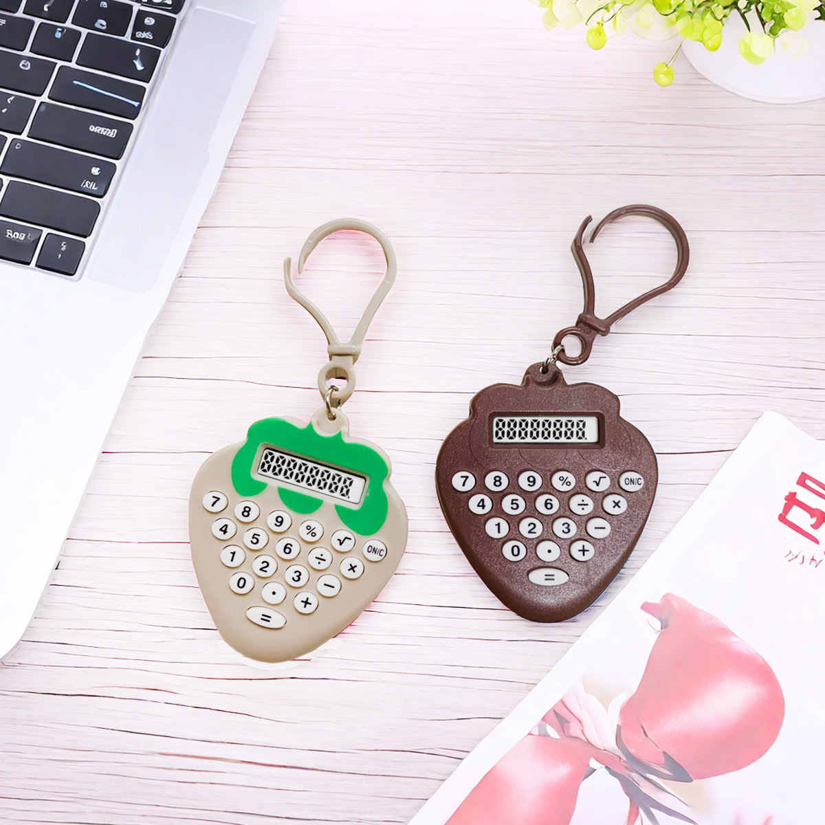 17g Weight Calculator Stationery Type 1 Piece Quantity Class, School Occasion ABS Material Strawberry Pattern Cute Style 1 Piece Cute Strawberry ABS Calculator 2