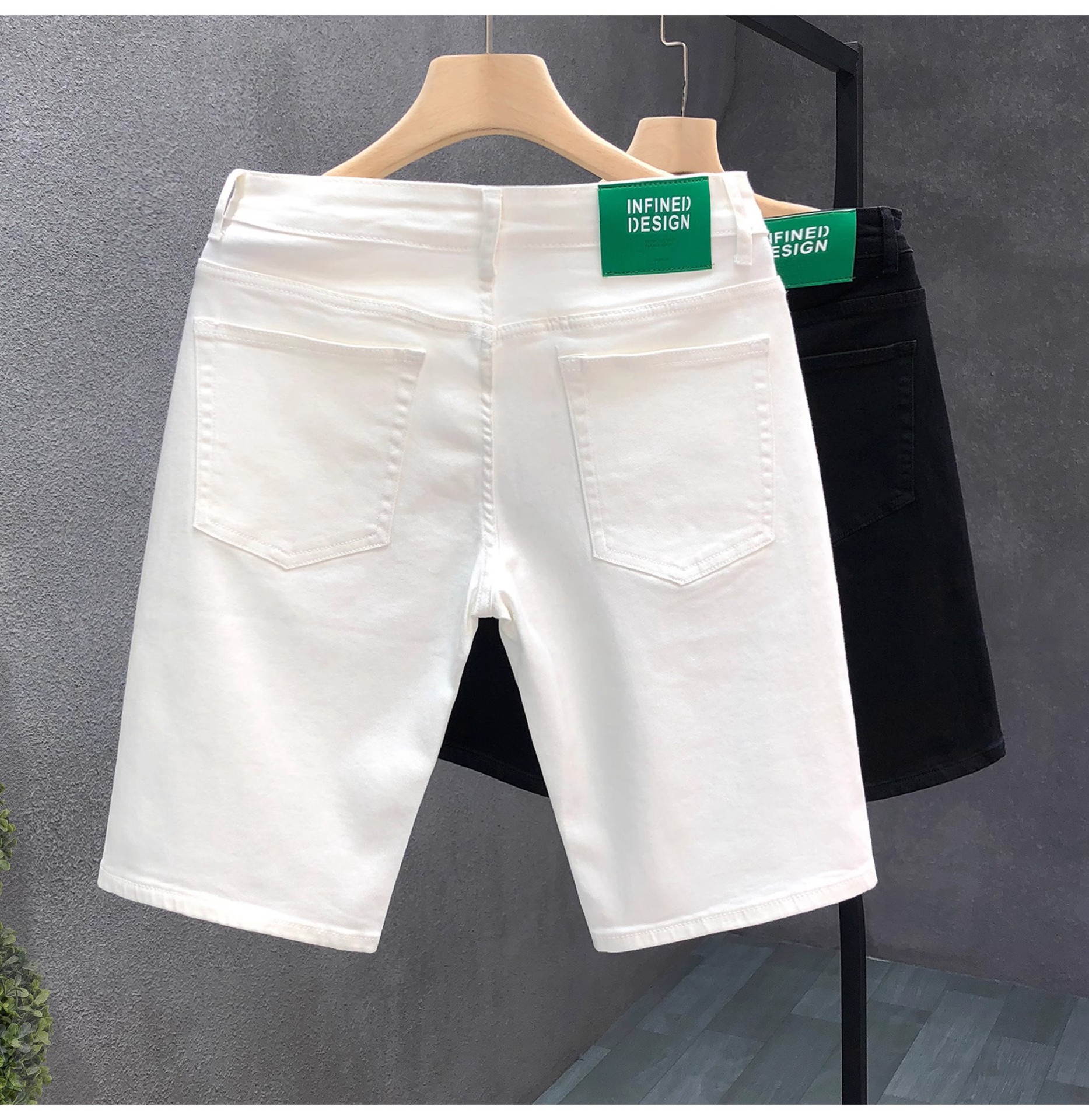 Schlanke Stretch Jeansshorts Für Herren In Blau Für Den Sommer_voghion.com