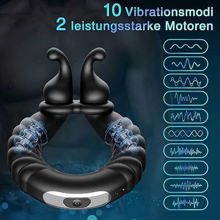 Rechargeable 10-Frequency Vibrating Silicone Lock Ring with Remote Control — detail image 14