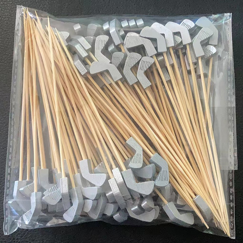 Nuevo producto decoración palo de bambú 100 piezas/paquete de fruta de dibujos animados lindo palo de bambú palo de hamburguesa palo de cóctel palo de bocadillo Amazon