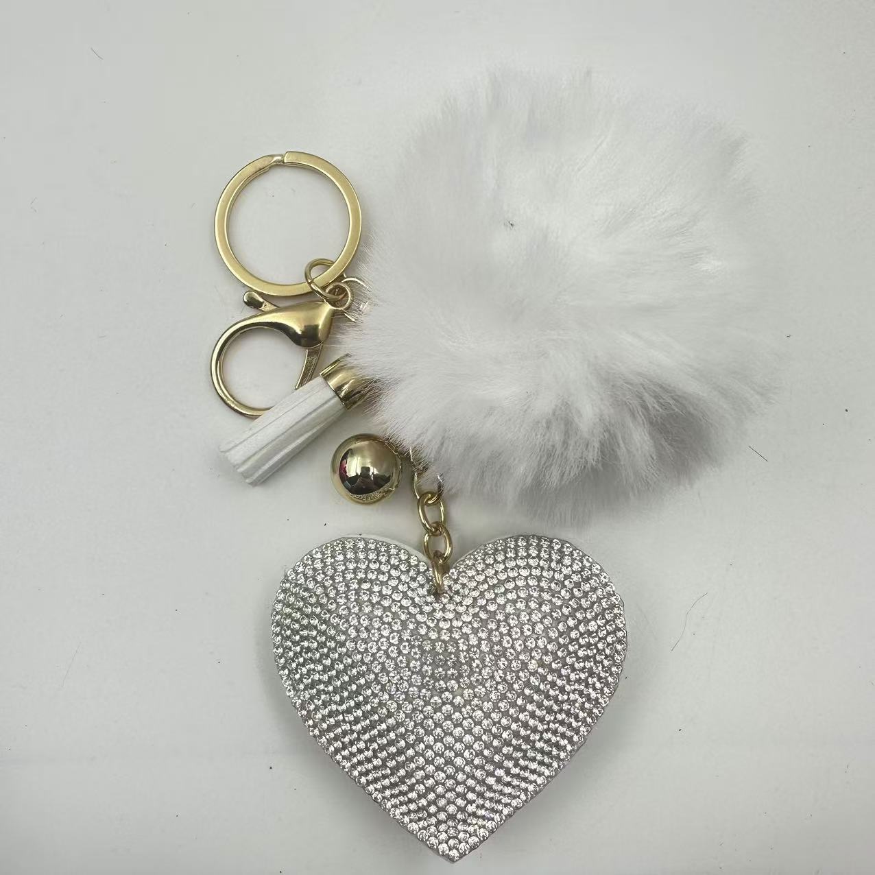 55g Weight Rhinestones Inlay Material Keychain Classification 1 Piece Quantity Daily Occasion Plush Material Heart Shape Pattern Unisex Gender Sweet, Korean Style Style Sweet Korean Style Heart Shape Plush Rhinestones Unisex Keychain 14