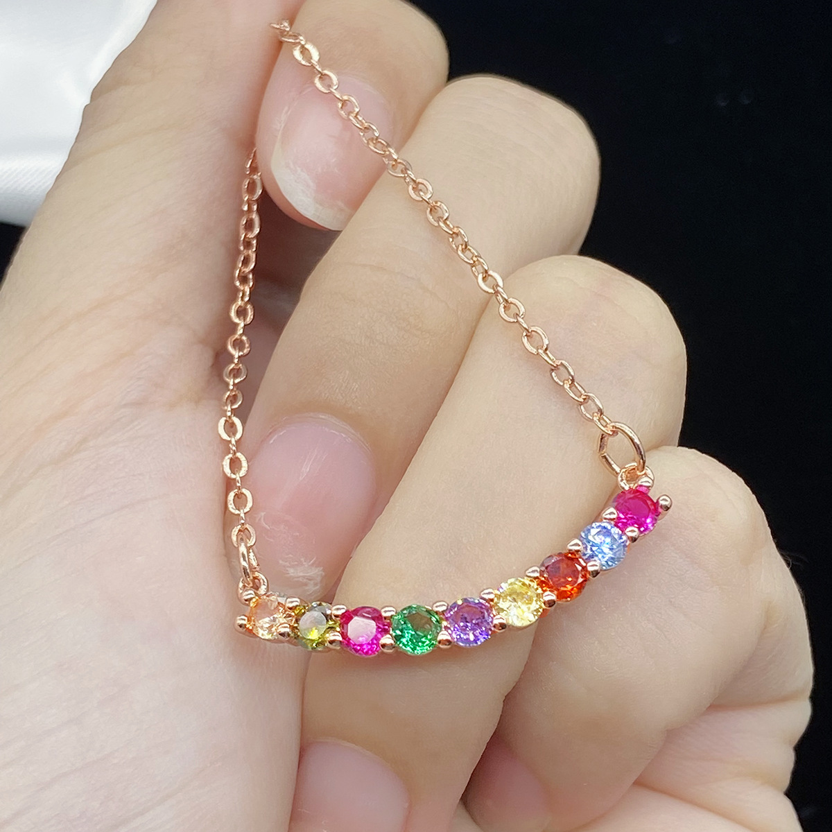 Fashion Round Copper Plating Inlay Zircon Necklace 1 Piece