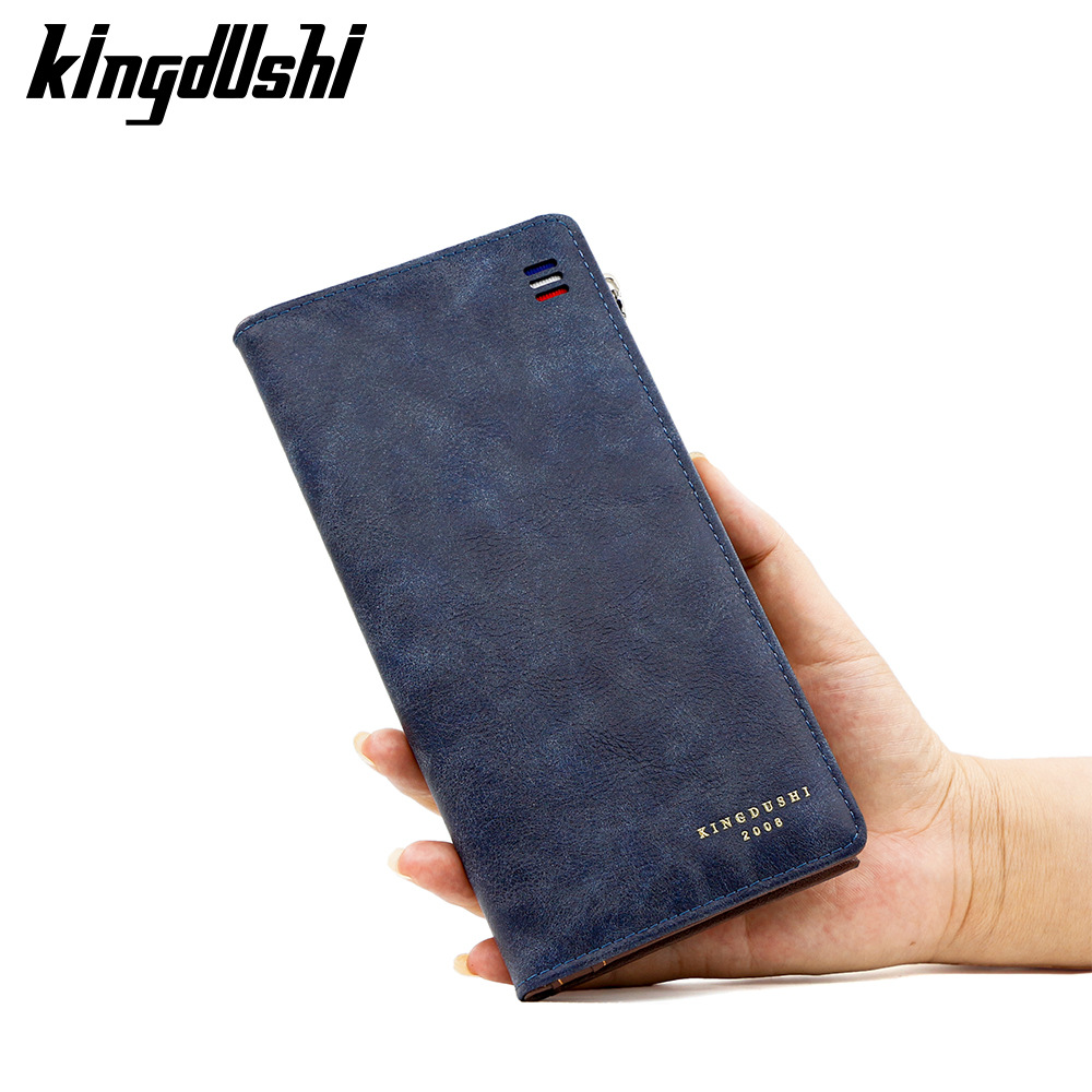 Nuevo bolso largo de hombre simple cuero esmerilado bolso de tarjeta de tarjeta bolso lateral con cremallera bolso largo de hombre al por mayor