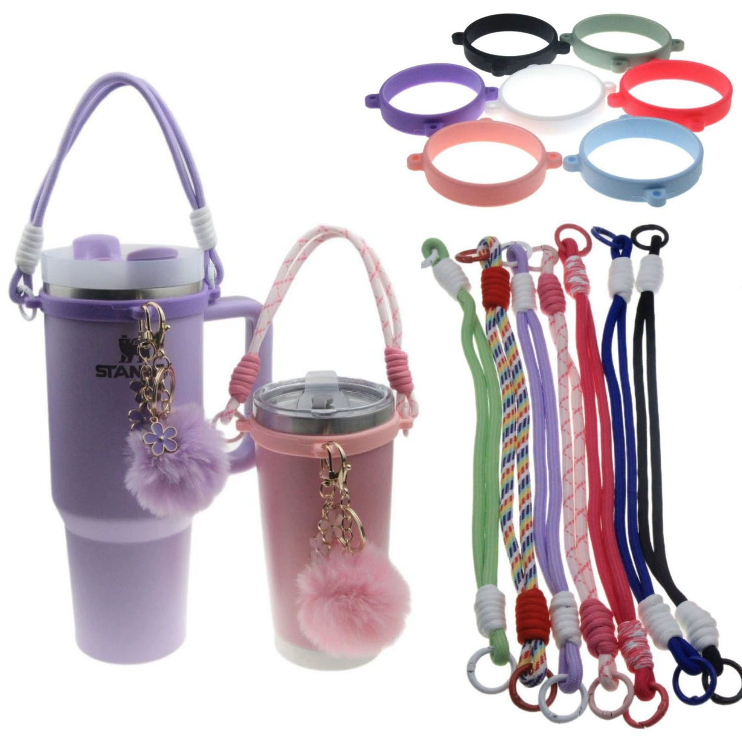 Ремешок для бутылки с водой, чехол для чашки, ремешок для чашки, изолированная ручка для чашки, подвесное кольцо, ремешок для чашки с водой, кольцо для переноски с тремя отверстиями для подвешивания, подходит для чашки Owala.