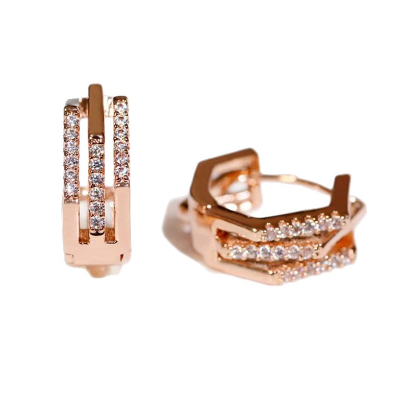 Venta caliente transfronteriza Pendientes de circón con microincrustaciones Pendientes de sentido avanzado Pendientes de temperamento simple para mujer Pendientes de lujo ligero al por mayor