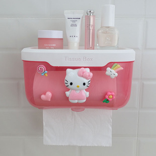 Punch-free Toilet Tissue Box Cartoon Toilet Paper Roll Paper Box Toilet Storage Bathroom Storage Rack Full
