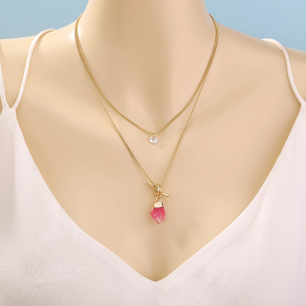 Fashion Imitation Natural Stone Zircon Pendant Alloy Clavicle Chain display picture 5