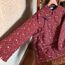 中式细语碎花棉麻棉袄秋冬民国风女装宽松斜襟手工盘扣短棉衣外套