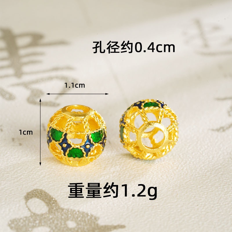 Guochao joyas de oro de arena de estilo antiguo de China perlas huecadas Fu ZiDi accesorios Yiwu joyas fuente al por mayor image 16