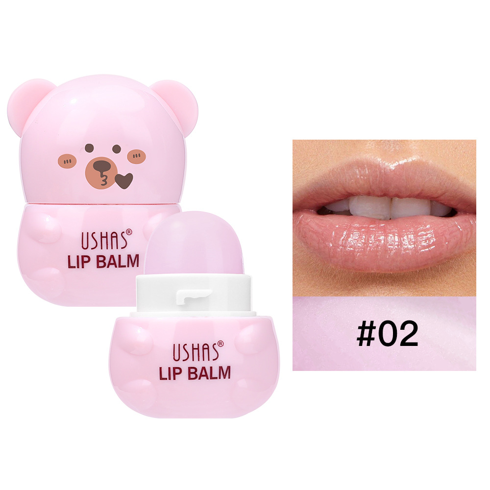 USHAS Bálsamo labial de punto transfronterizo europeo y americano Bálsamo labial hidratante y nutritivo Bálsamo labial de oso de color brillante UC127