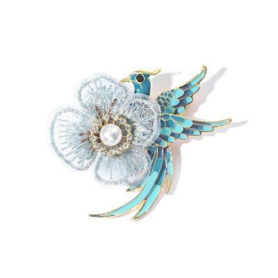 Chinese Style Creative Handmade Enamel Vintage High-end Phoenix Bird Brooch Women's Light Luxury Elegant Hanfu Cheongsam Accessories (Yaxa sancaqları) - blue-phoenix-bird