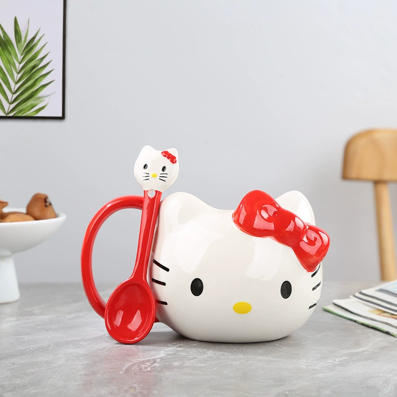 Паутина Hello Kitty, мультяшная милая вместительная керамическая чайная чашка