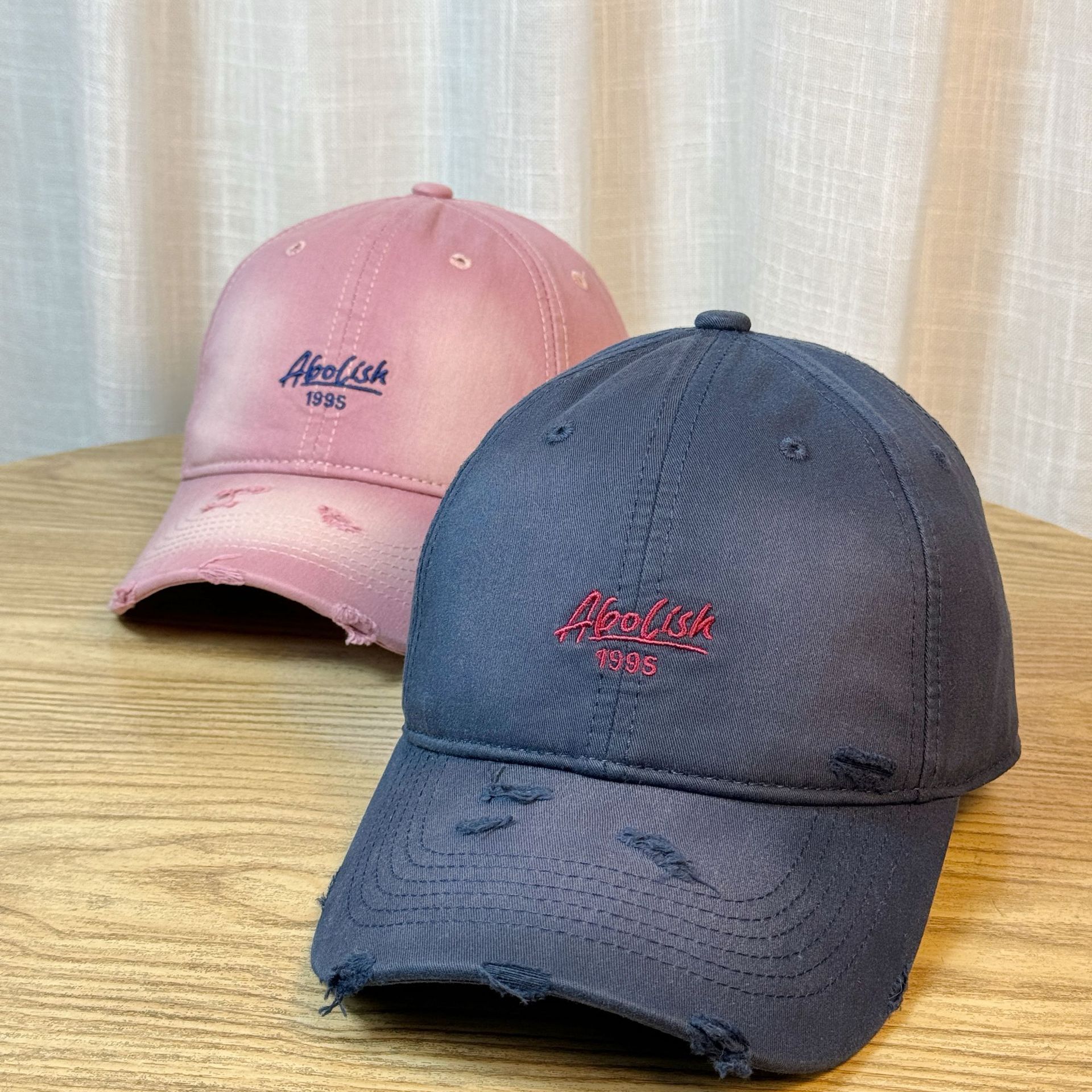 2025 new letter embroidery ripped baseball cap women‘s all-match big head circumference face small wide brim peaked cap male hat