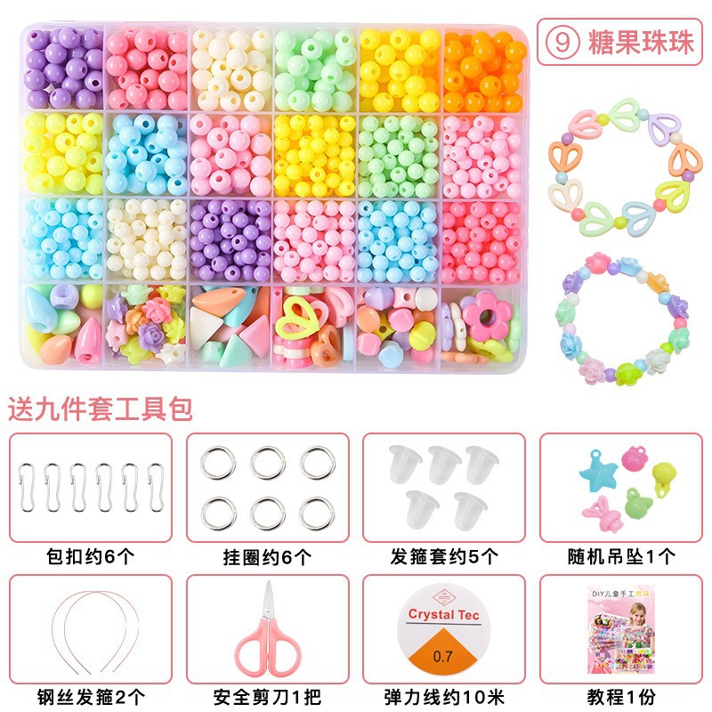 Pulsera de cuentas con cuentas para niños personalizados para mujer material de bricolaje hecho a mano acrílico accesorios con cuentas pequeñas joyas al por mayor
