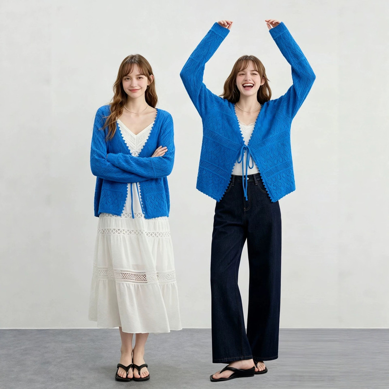 Bzxo High-End Hollow-Out Thin Knit Cardigan for Women, Spring and Autumn Cover-Up, Sun Protection Air Conditioning Shirt, Loose Slimming Top Bzxo High-End Hollow-Out Thin Knit Cardigan for Women, Spring and Autumn Cover-Up, Sun Protection Air Conditioning Shirt, Loose Slimming Top