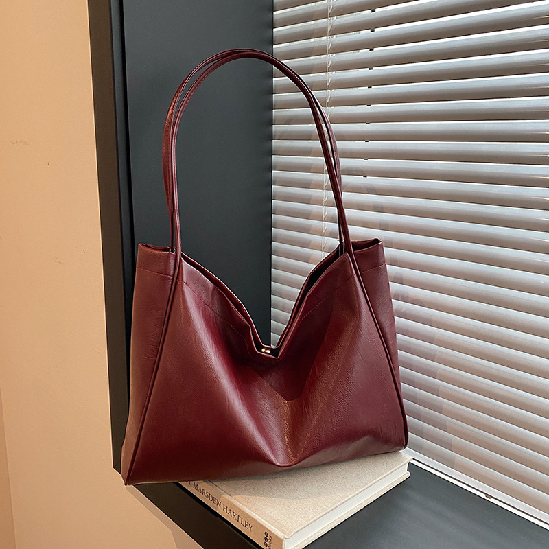 Bolso vintage americano 2024 nueva moda de gran capacidad simple bolso de color sólido bolso de alta calidad simple bolso axilar