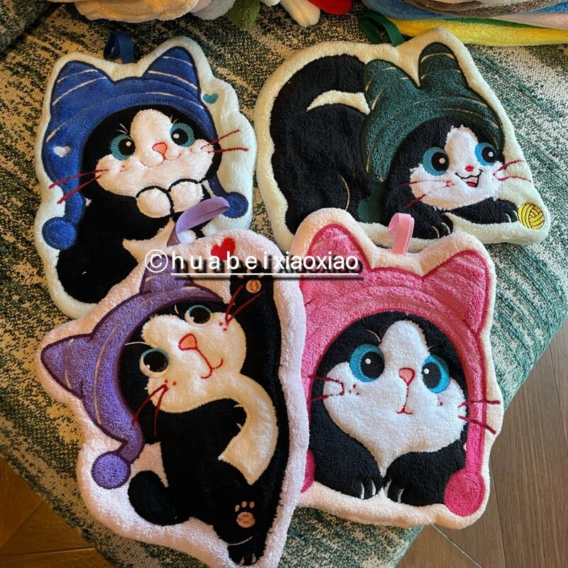 New Surprise Cat-Themed Hand Towel, Cute and Personalized Hanging Hand Towel for Kitchen and Bathroom, Absorbent, Soft, and Lint-Free