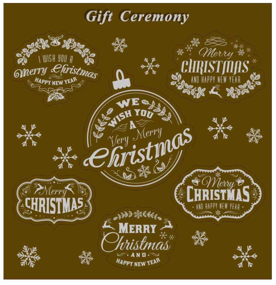 現貨覆啞光膜聖誕不幹膠 禮物禮品裝飾貼紙 燙金燙銀禮盒封口貼