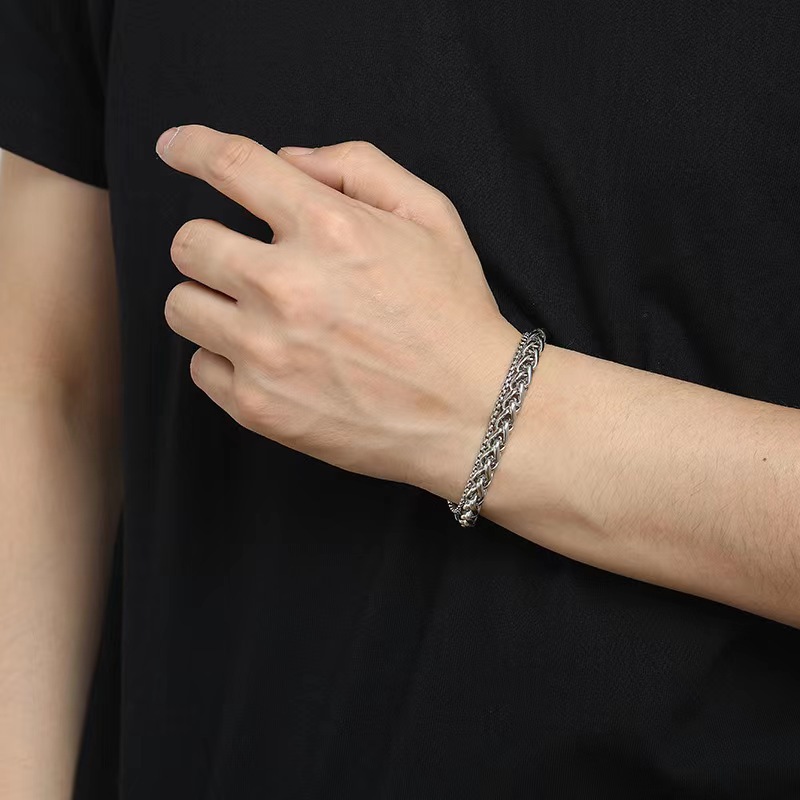 Hip-Hop Geometric Titanium Steel Plating Bracelets