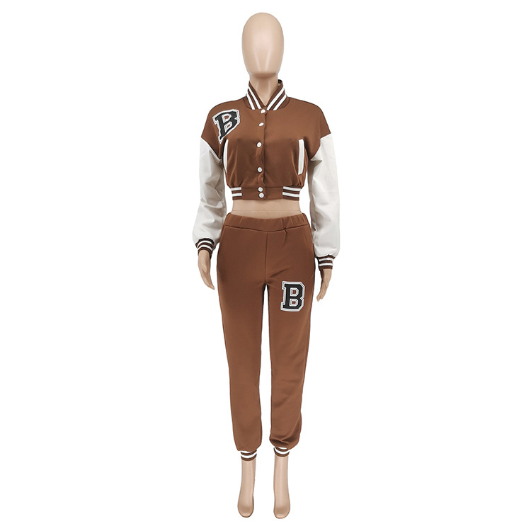 Moterų kelnės baseball uniformos kostiumas su raidėmis sportinis_voghion.com