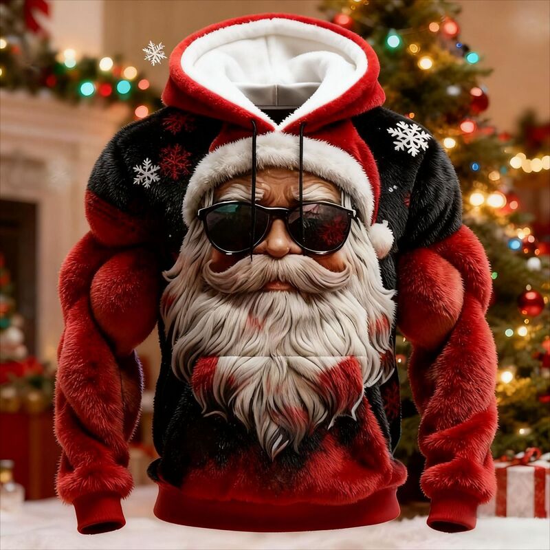 2025 Cross-Border Independent Station New Fashion Men's Casual Sports Hooded Sweatshirt Chest Muscle Flannel Sweatshirt Top