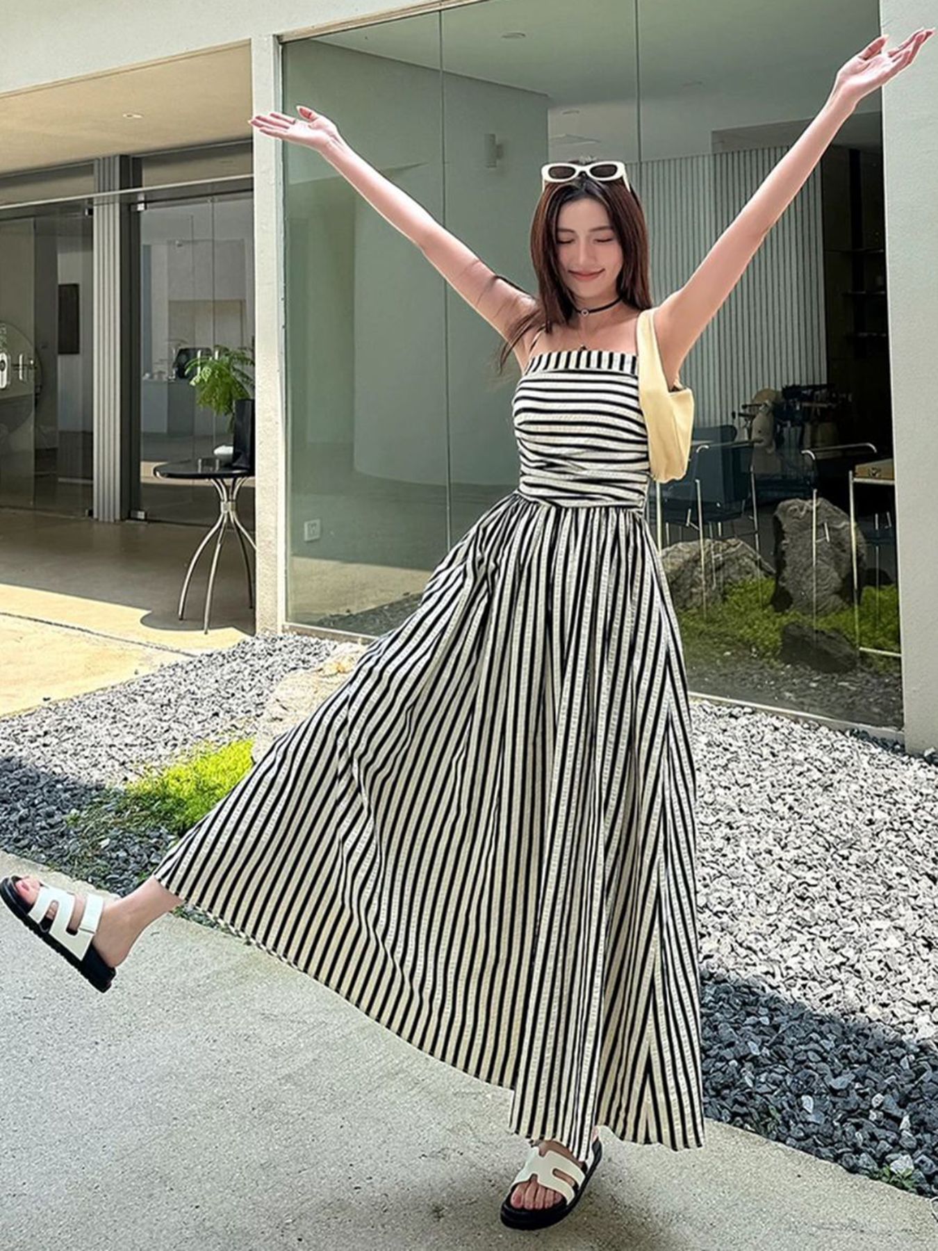 Women's Clothing Striped Maxi Dress With Pockets – Lightweight Resort Wear For Summer, American Style"​​_ecoleips.com