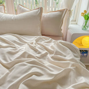 Jiangsu Nantong four-piece set of small fresh washed cotton and linen bed bedding quilt cover dormitory sheets three-piece set of bedding