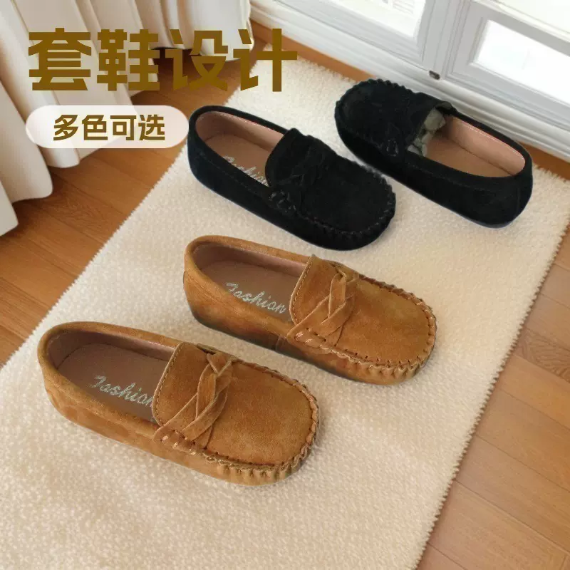 新款儿童豆豆鞋小皮鞋手工缝线猪巴戈牛筋底婴童学步鞋厂家直销