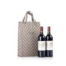 现货皮质手提两瓶装红酒袋 折叠式PU皮质红酒包装袋公版葡萄酒袋
