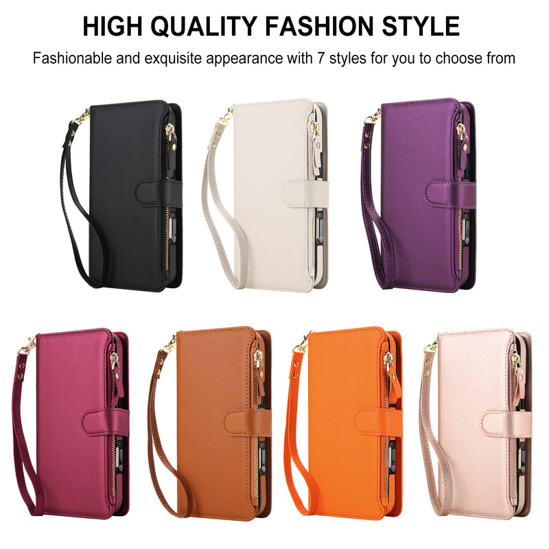 Foreign Trade Suitable for iPhone 17 Crossbody Zipper Wallet Detachable Case for Apple 16 Samsung S26U Card Slot Flip Leather Case Foreign Trade Suitable for iPhone 17 Crossbody Zipper Wallet Detachable Case for Apple 16 Samsung S26U Card Slot Flip Leather Case