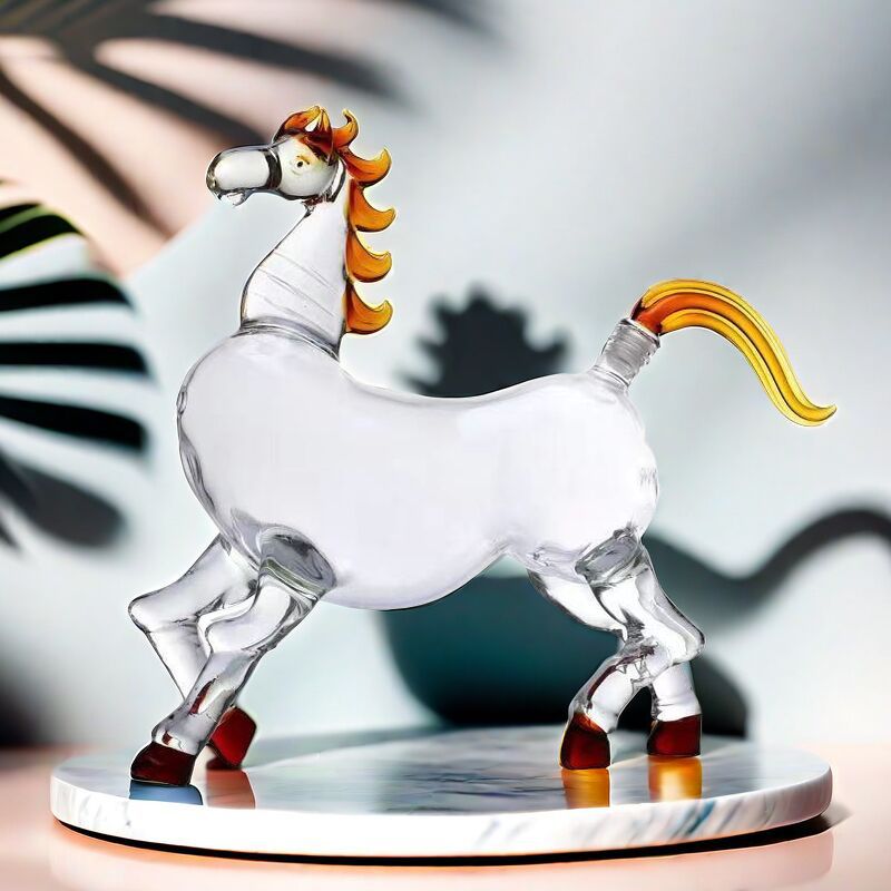 2斤装十二生肖马动物造型玻璃泡酒瓶高硼硅玻璃透明空酒瓶不含酒