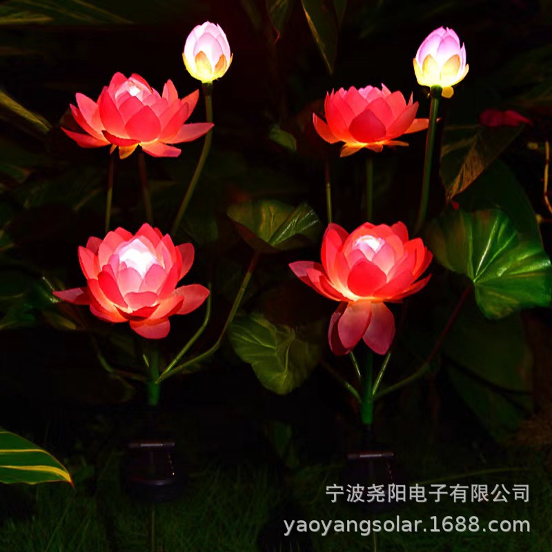 厂家供应LED太阳能荷花灯户外花园庭院仿真花装饰草坪灯地插灯-阿里巴巴