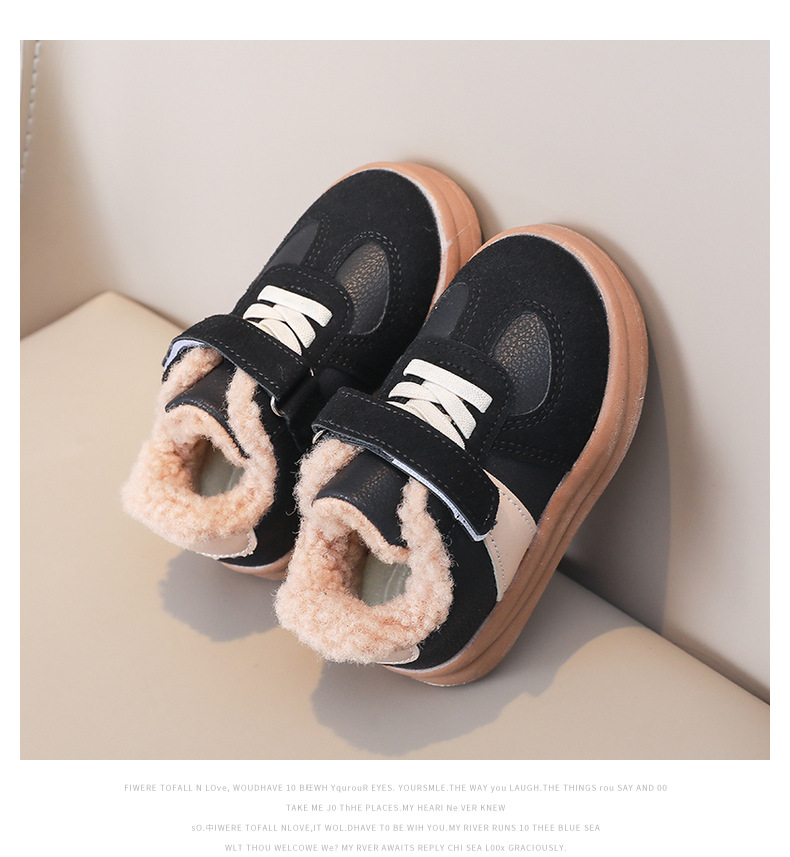 Children's Fleece Lined Sneakers Warm Winter Shoes For Kids_voghion.com