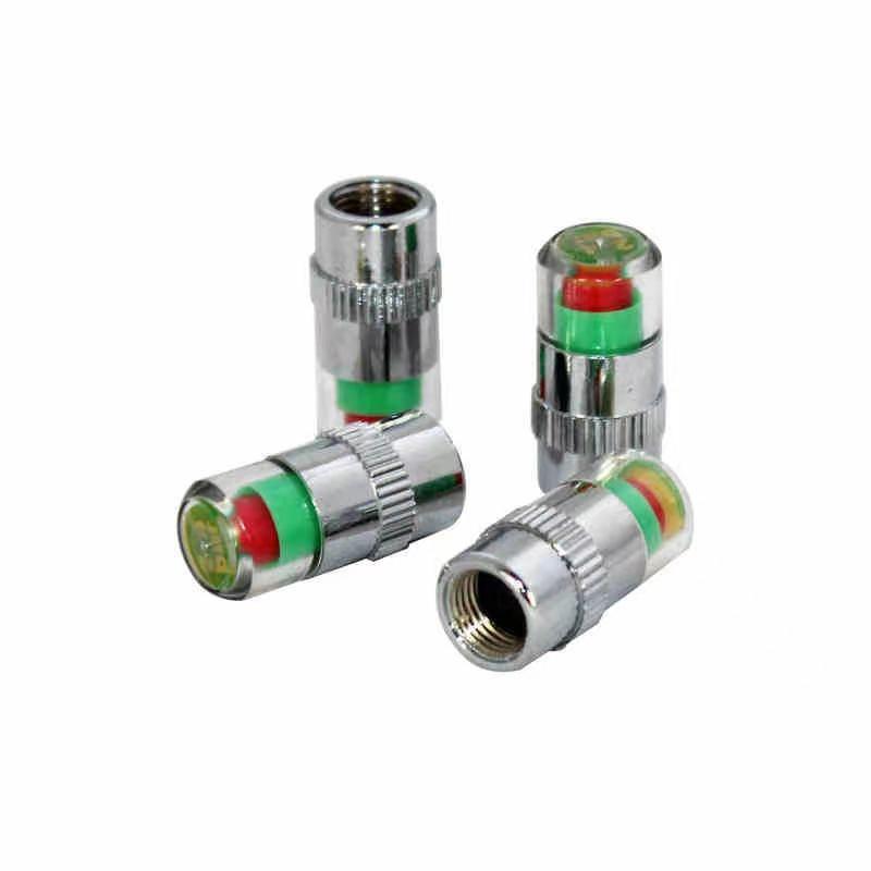 Tire pressure monitoring valve core with three-color warning for tire pressure monitoring