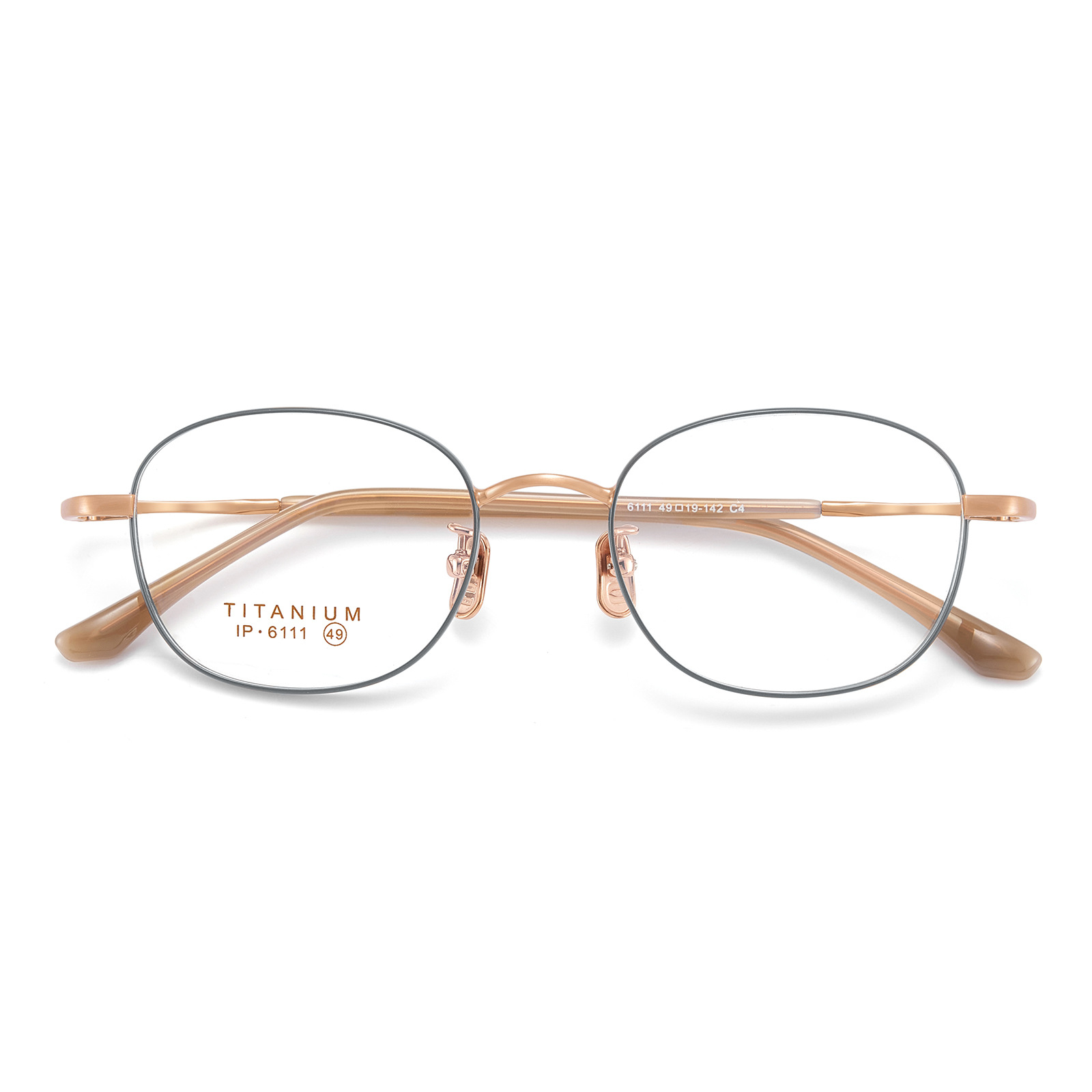 Dulce leche fresca gris marco de gafas de titanio puro 3 mm borde ancho ensanchado radiante sin pellizco de la cara puede combinarse con gafas Danyang mayorista