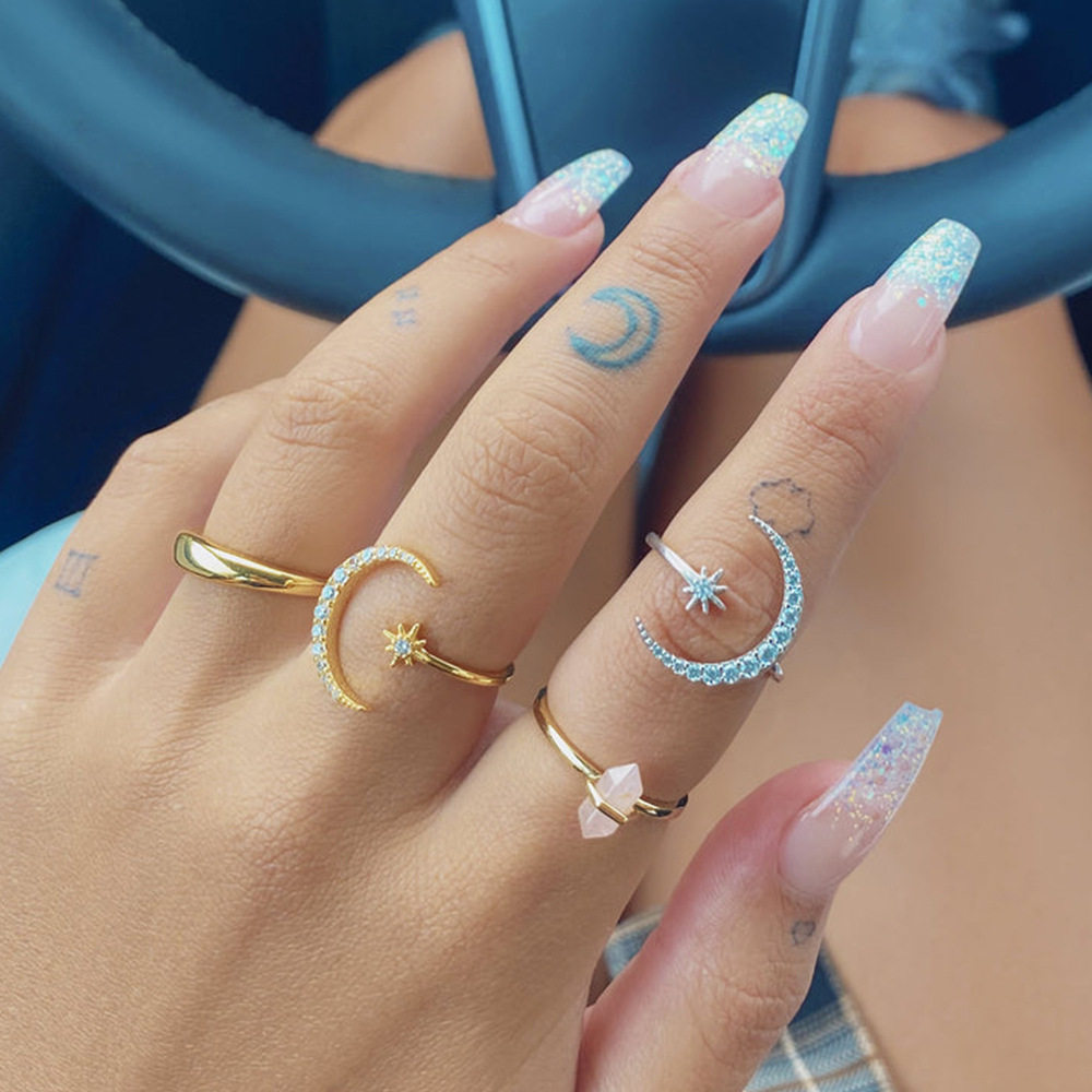 Luxurious Geometric Silver Plating Crystal Zircon Rings