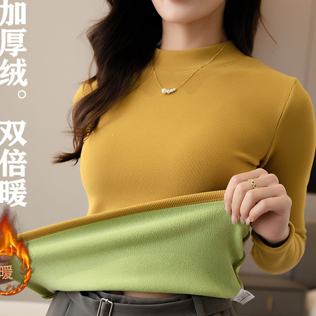 500g velvet thickened winter season women's half-high collar warm…