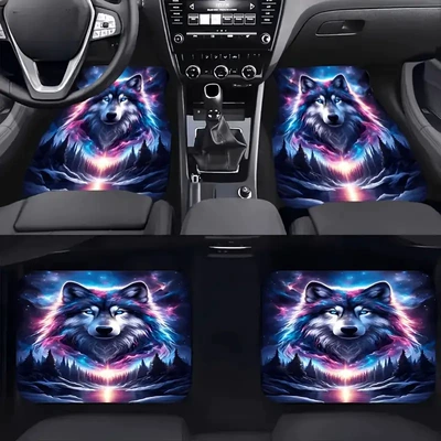 TEMU Wolf King Collection Car Mat Four-piece Set Dirt-resistant, Wear-resistant and Easy-to-clean Car Universal Mat Cross-border Hair