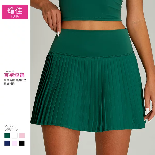 Cross-border New Pleated Tennis Skirt Women's Abdominal Anti-walking Yoga Skirt Golf Tennis Outdoor Sports Skirt